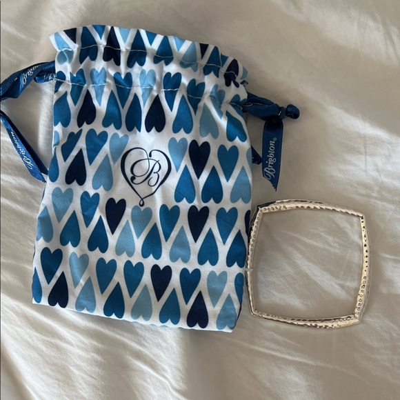 NEW Brighton Silver Textured Bangle with Blue Heart Pouch - Picture 2 of 9